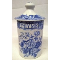 SPODE BLUE ROOM SPICE OR HERB JAR – THYME – BLUE ROSE PATTERN